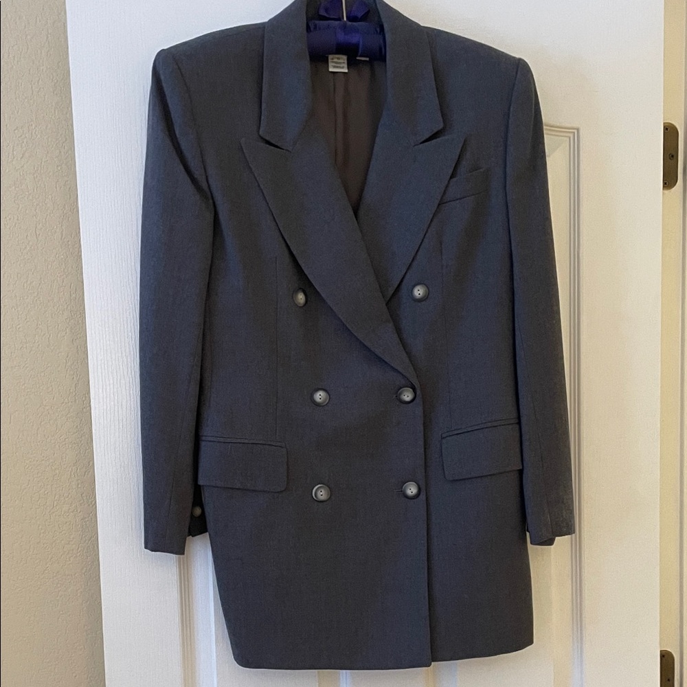 Jones New York Gray Double-Breasted Blazer